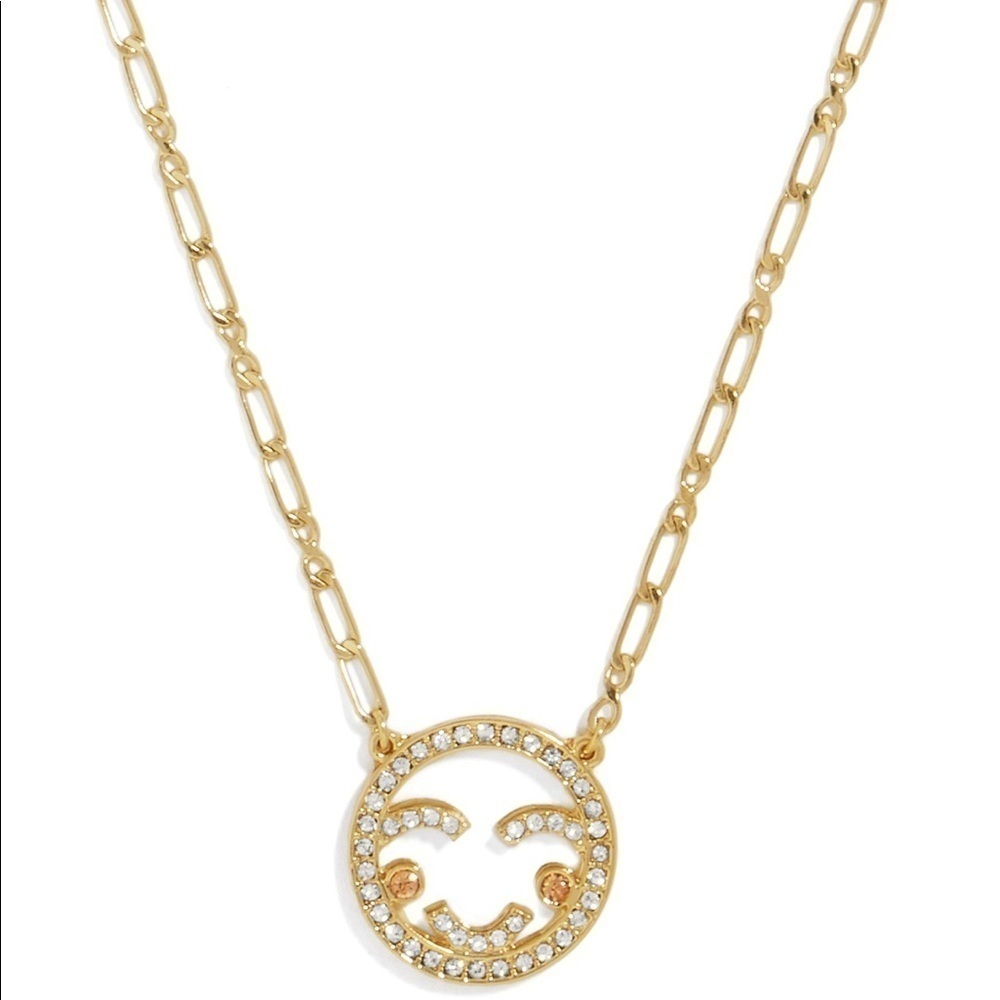 BaubleBar Gold Emoji Smiley Face Necklace